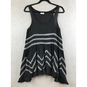 Intimately Free People Voile and Lace Trapeze Slip Discontinued Black Grey XS